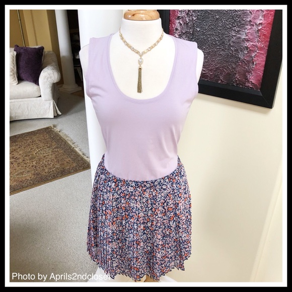 BCBGENERATION PLEAT CHIFFON FLORAL MINI SKIRT - Picture 6 of 8